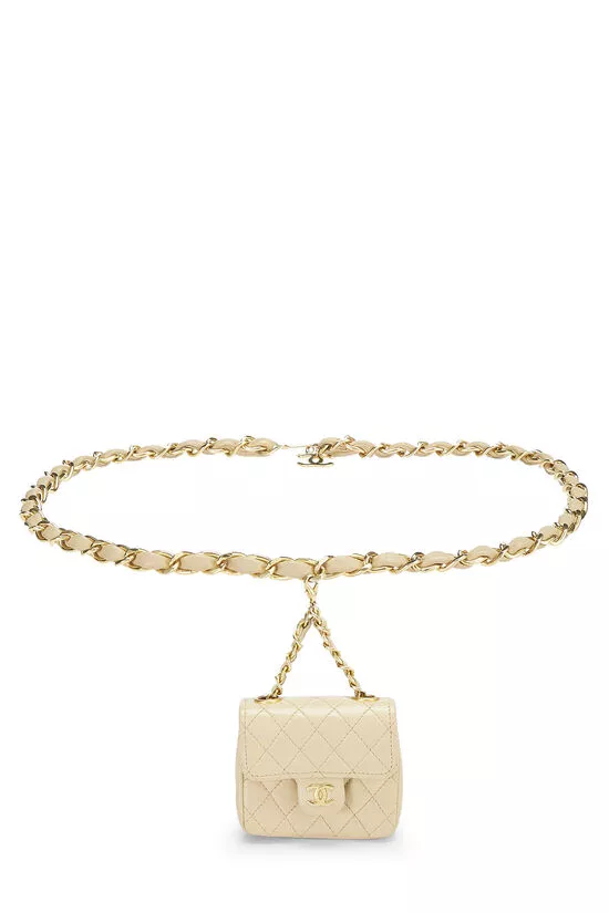 chanel beige quilted lambskin belt bag micro